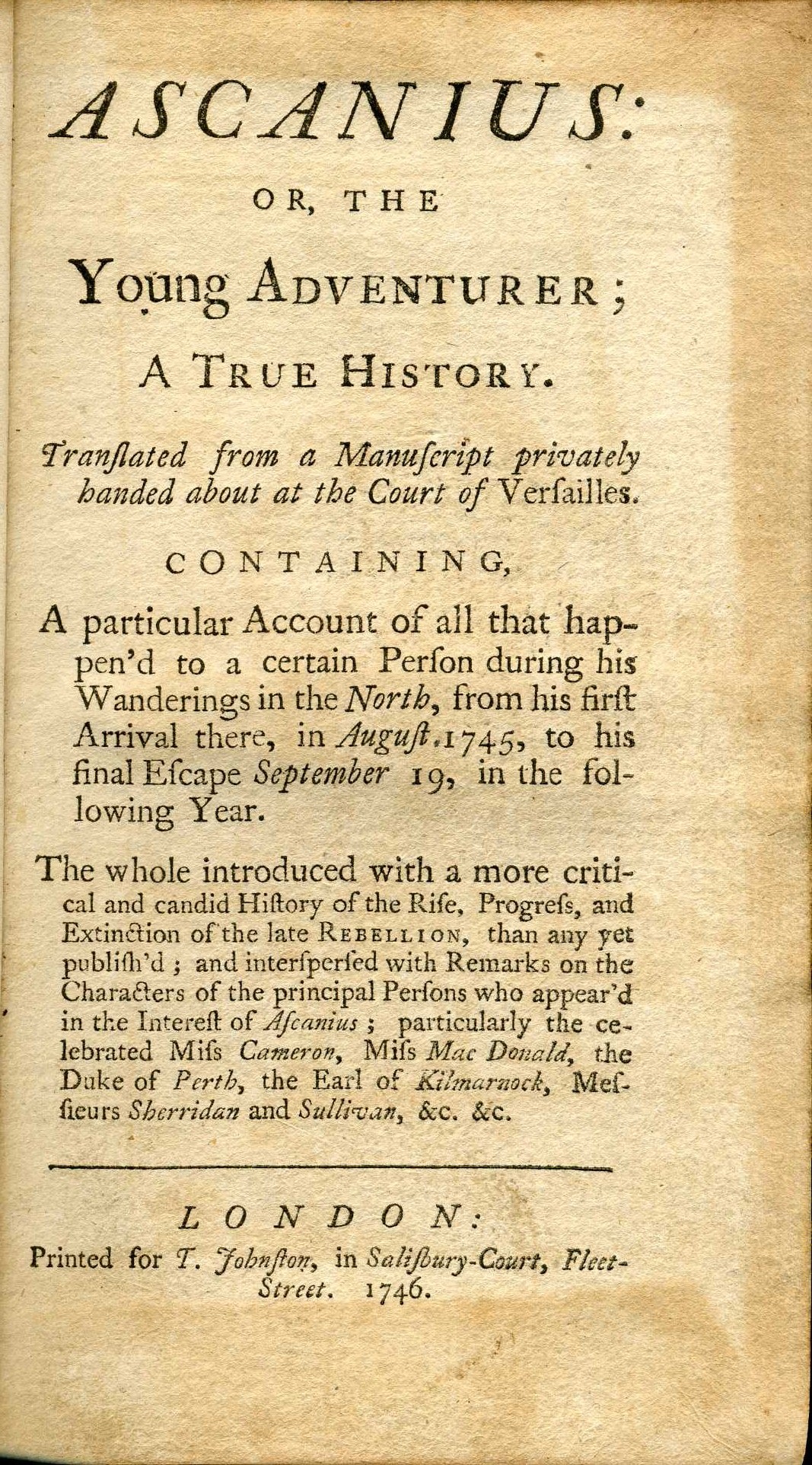 T. Johnston First Edition 1746